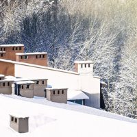 snow on the roofs